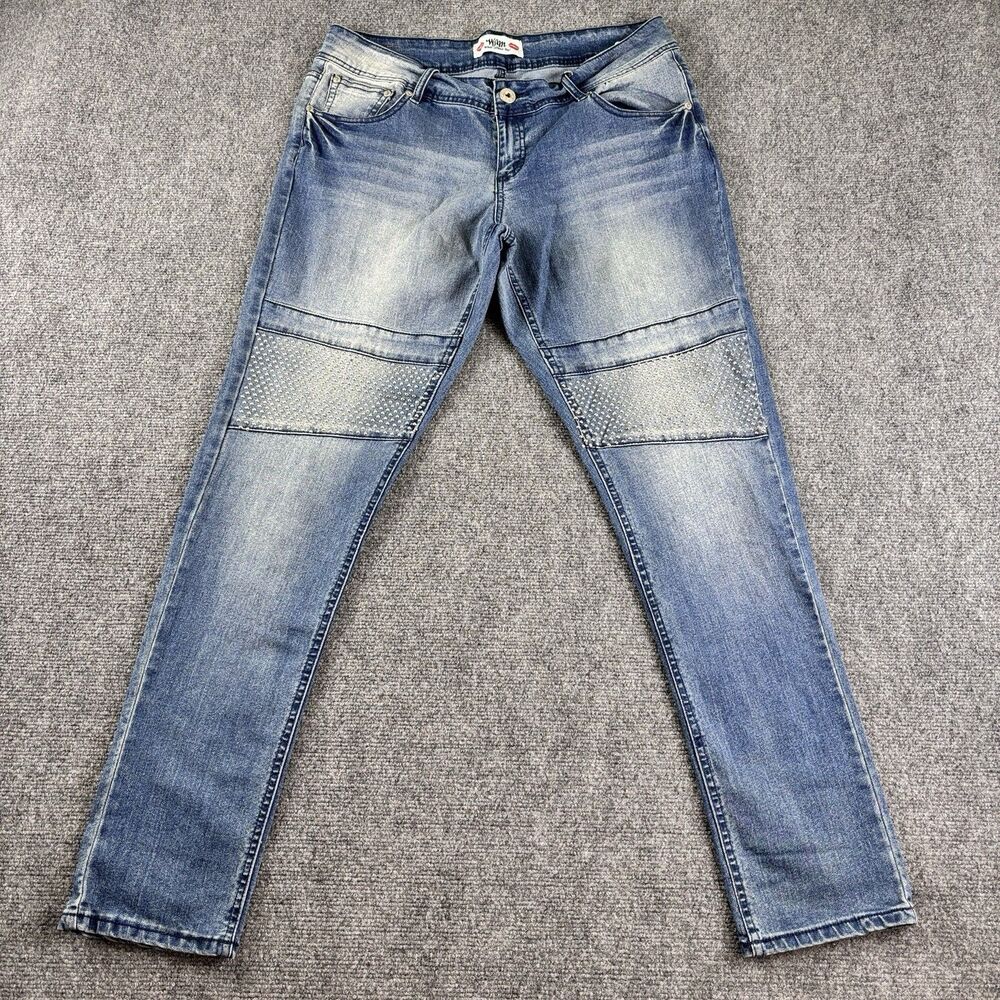 WAM What About Me Jeans Size 11 13 Moto Studded Knee Skinny Y2K Biker
